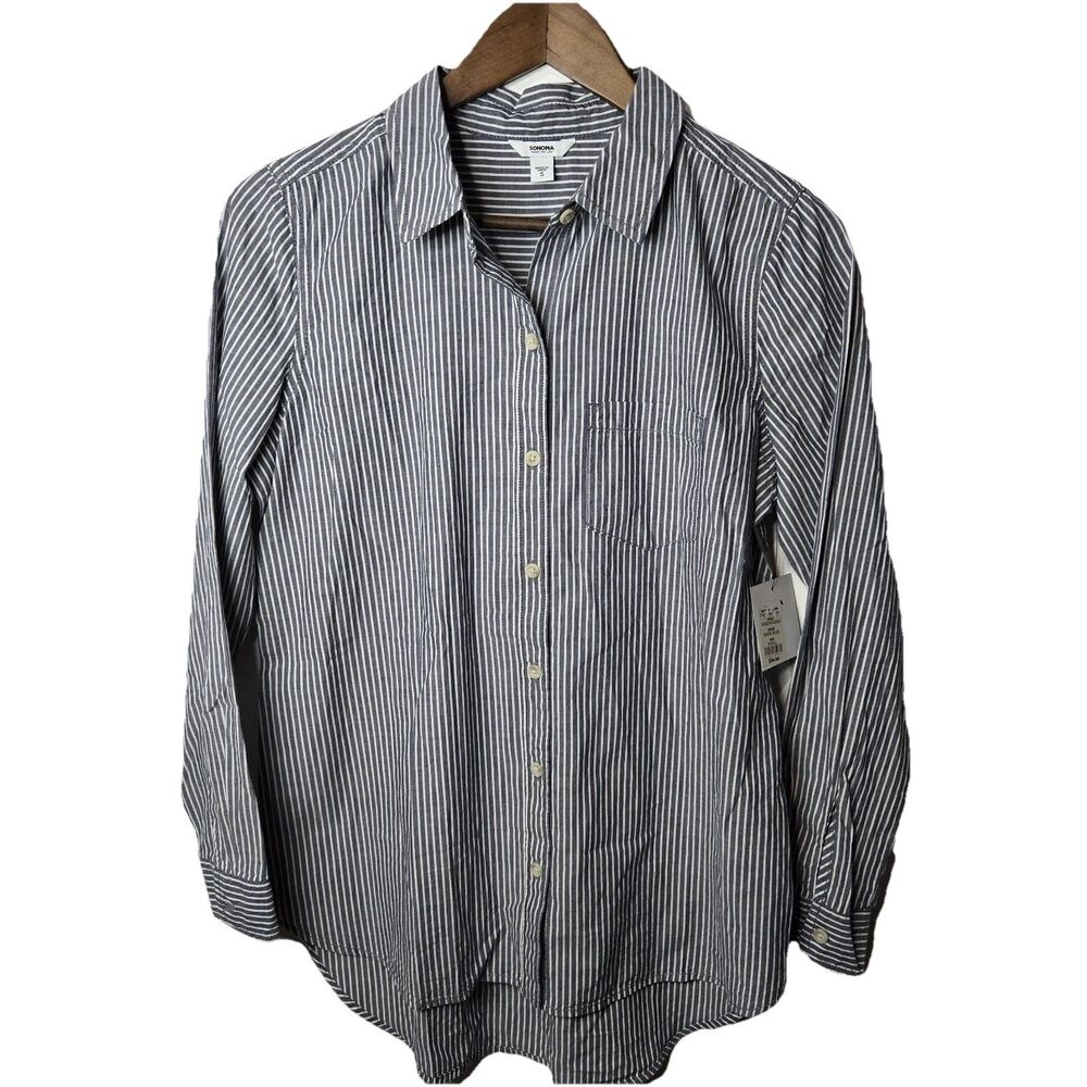 NWT Sonoma Cotton Everyday Button Front Shirt Small